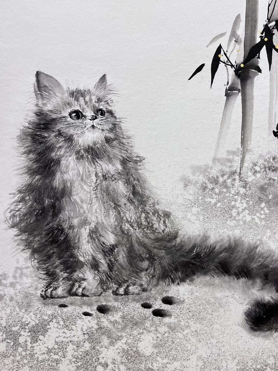 墨竹仰猫 作品画像 6
